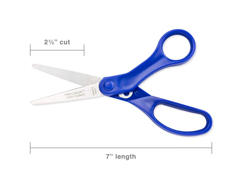 Hygloss-Armada Precisionâ„¢ Cost Cutters 7" Scissors - Comfortable Handles, Stainless Steel Blades, Vinyl Bag for Safe Storage - Scissors for Crafts, Classroom, Home and Office - Blue - 1 Pair - Image 2